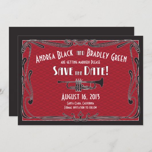 20代トランペット結婚式の日を保存して轟音 セーブザデート (正面/裏面)