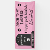 20代モダンのピンク30歳の誕生日パーティーの死 横断幕 (縦)