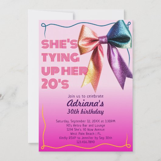20代レトロ90代30歳の誕生日パーティー 招待状 (正面)