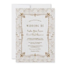 20代向けロイヤルフルール・ド・リス アートデコ ゴールド ホワイト ウェディング