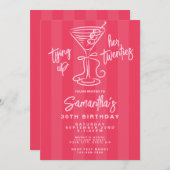 20代30歳の誕生日を迎えるピンク&レッド 招待状 (正面/裏面)