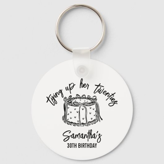 20代30歳の誕生日を迎えるブラックボウ キーホルダー (正面)