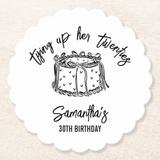 20代30歳の誕生日を迎えるブラックボウ ペーパーコースター (正面)