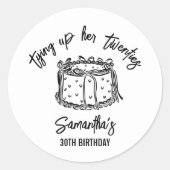 20代30歳の誕生日を迎えるブラックボウ ラウンドシール (正面)