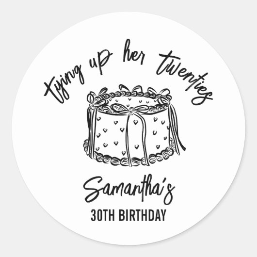 20代30歳の誕生日を迎えるブラックボウ ラウンドシール (正面)