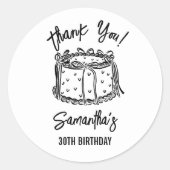 20代30歳の誕生日を迎えるブラックボウ ラウンドシール (正面)