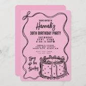 20代30歳の誕生日を迎えるブラックボウ 招待状 (正面/裏面)