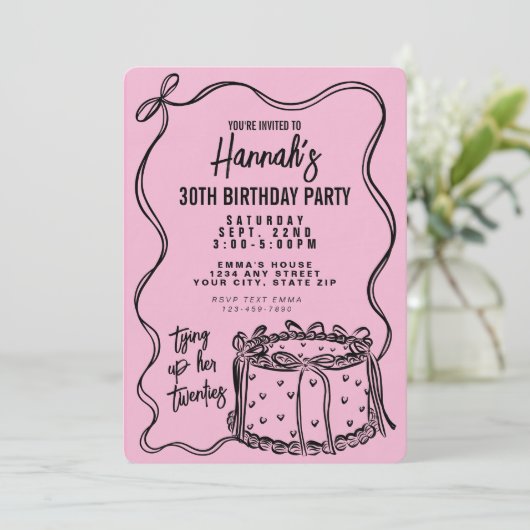 20代30歳の誕生日を迎えるブラックボウ 招待状 (スタンド正面)