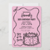 20代30歳の誕生日を迎えるブラックボウ 招待状 (正面)