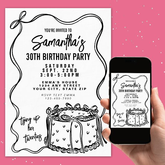 20代30歳の誕生日を迎えるブラックボウ 招待状