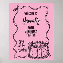 20代30歳の誕生日サインを結ぶブラックボウ ポスター