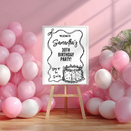 20代30歳の誕生日サインを結ぶブラックボウ ポスター