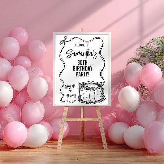 20代30歳の誕生日サインを結ぶブラックボウ ポスター