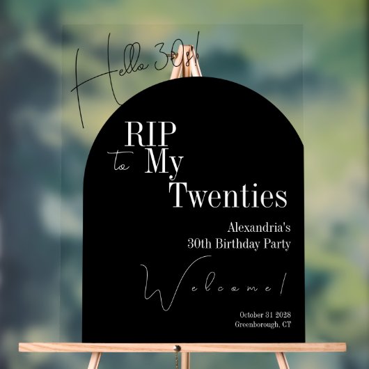 20代 RIP こんにちは30代 30歳の誕生日パーティー ウェルカムサイン アクリルサイン (ニュートラル)