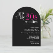 20代 RIP 30歳の誕生日パーティー 黒とピンク 招待状 (スタンド正面)