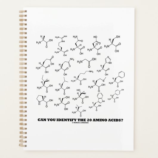 20個のアミノ酸を同定できるか?生化学 プランナー手帳 (正面)