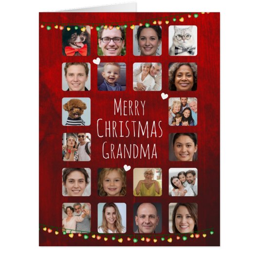 20個の写真をパーソナライズするメリークリスマスおばあちゃん (正面)