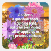 (20個)花エレガントと姉妹引用文 | 特殊 スクエアシール (正面)