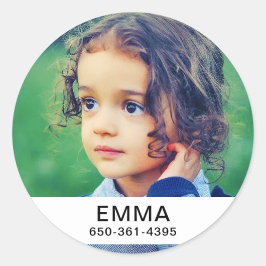 20倍の持ち物ラベルあなたの写真、名前、番号 ラウンドシール (正面)