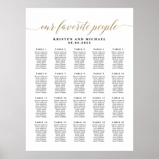 20台のお気に入りの座席表を分類 ポスター (正面)