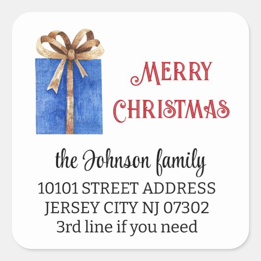 20名エレガント、差出人住所・クリスマス スクエアシール (正面)