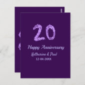 20周年おめでとうございます カップル名 日付 紫 ポストカード (正面/裏面)