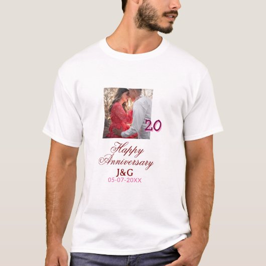 20周年おめでとうございます 記念日 フォトフレーム Tシャツ (正面)