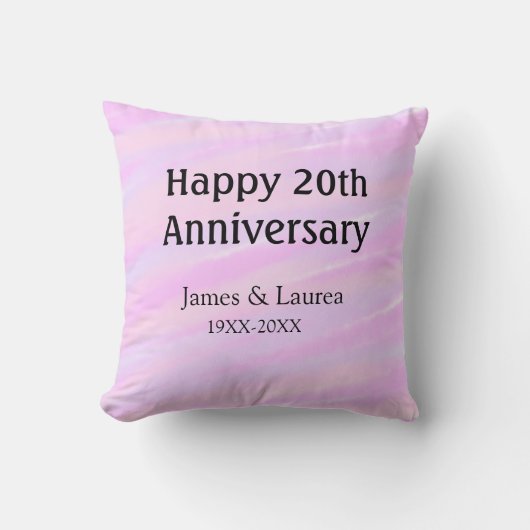 20周年おめでとうピンクパープルな名前のボール クッション (正面)