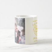 20周年の黄色いダイヤモンドのハートカスタム写真 コーヒーマグカップ (中央)