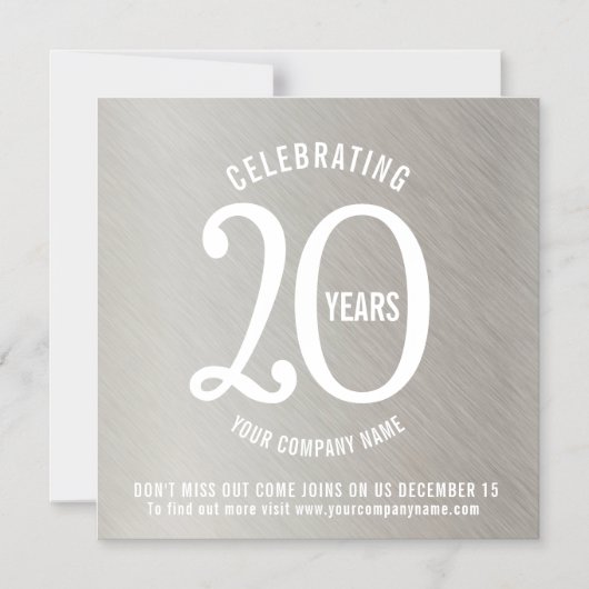 20周年はプラチ企業のナムの日付を保存 マグネット招待状 (正面)