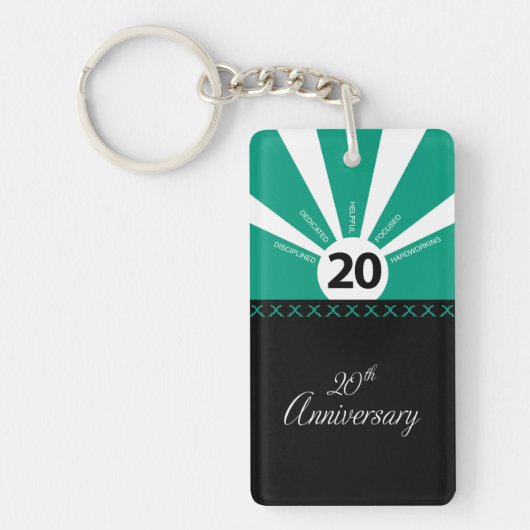20周年を迎えるパーソナライズされたビジネス従業員記念日 キーホルダー (正面)