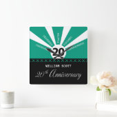 20周年を迎えるパーソナライズされたビジネス従業員記念日 スクエア壁時計 (ホーム)