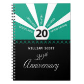 20周年を迎えるパーソナライズされたビジネス従業員記念日 ノートブック (正面)