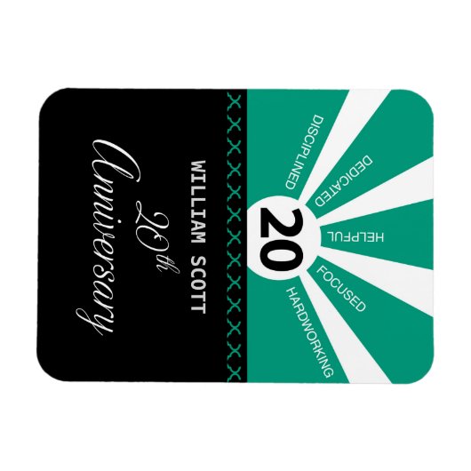 20周年を迎えるパーソナライズされたビジネス従業員記念日 マグネット (横)