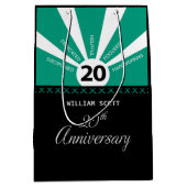 20周年を迎えるパーソナライズされたビジネス従業員記念日 ミディアムペーパーバッグ (正面)