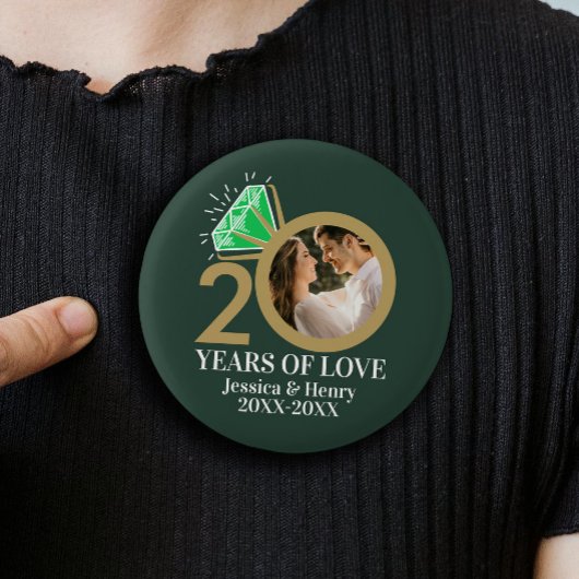 20周年エメラルド記念日リンググリーン写真 缶バッジ