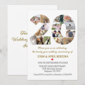 20周年オリジナル写真ウェディングアニバーサリーカード 招待状 (正面/裏面)