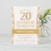 20周年パーティー - ゴールド ホワイト 招待状 (スタンド正面)