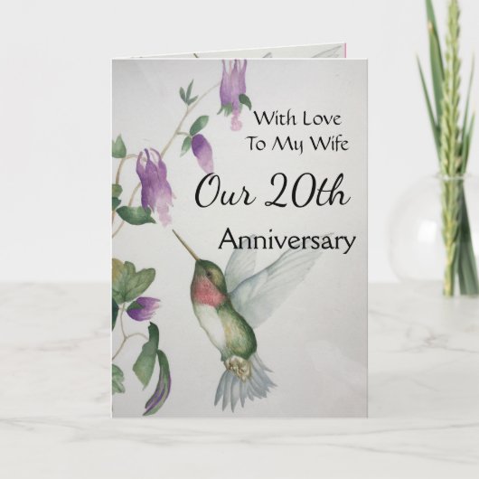 20周年妻ハミングバかわいらしード カード (正面)