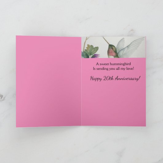 20周年妻ハミングバかわいらしード カード (内部)