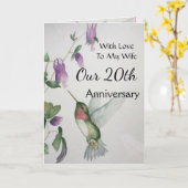 20周年妻ハミングバかわいらしード カード (黄色い花)