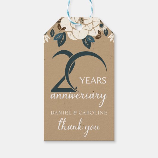 20周年結婚お礼を申し上げる素朴 ギフトタグ (正面)