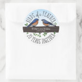 20周年結婚の羽のブルーバード ラウンドシール (バッグ)