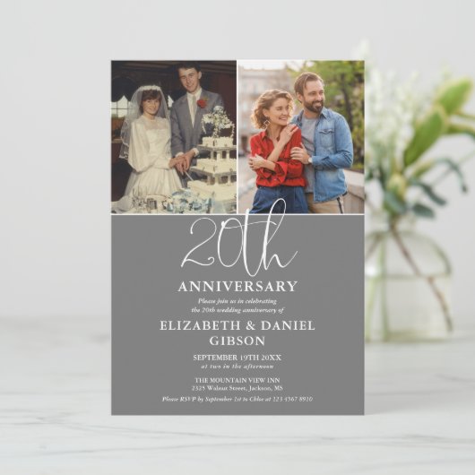 20周年結婚を迎え、今は2枚の写真 招待状 (スタンド正面)