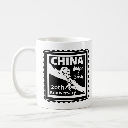 20周年結婚中国伝統的 コーヒーマグカップ (左)