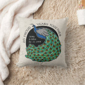 20周年結婚孔雀の鳥ハート クッション (ブランケット)