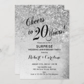 20周年結婚記念日のサプライズ - シルバー 招待状 (正面/裏面)
