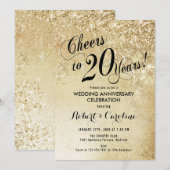 20周年結婚記念日の金 招待状 (正面/裏面)