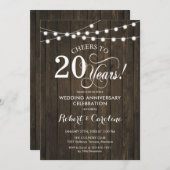 20周年結婚記念日 - ラスティックウッド 招待状 (正面/裏面)