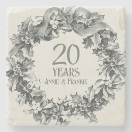 20周年結婚記念日 ヴィンテージ アンティーク スタイリッシュ ストーンコースター